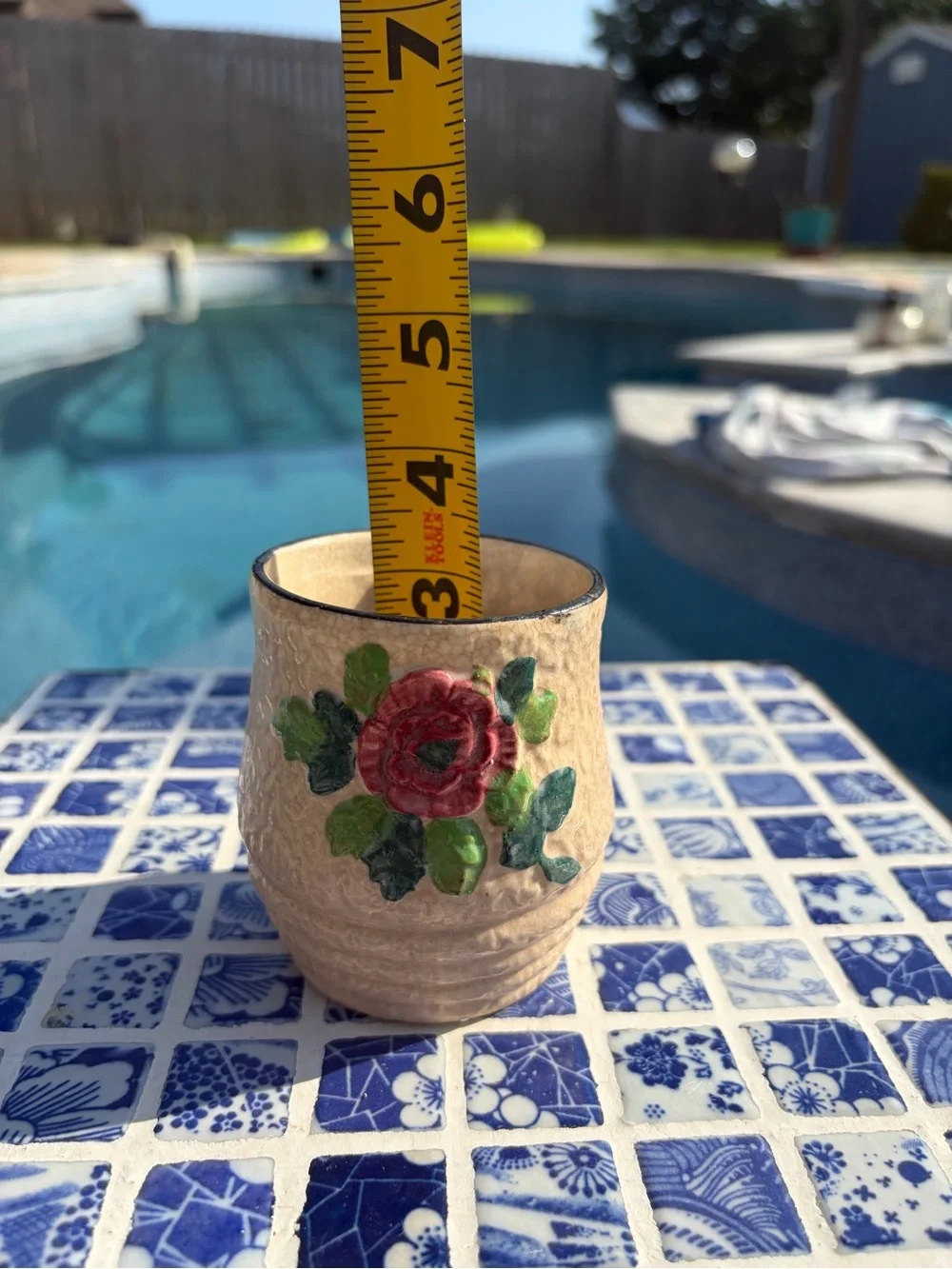 Handcrafted Floral Ceramic Pitcher and Cups Set - Pink Flowers on Cream